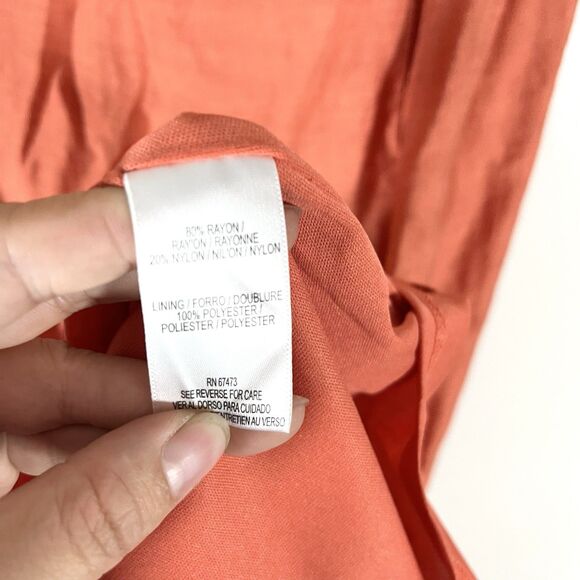 Ann Taylor Dress Womens M 8 Orange Sleeveless Tiered Ruffle Square Neck Maxi - Picture 7 of 7